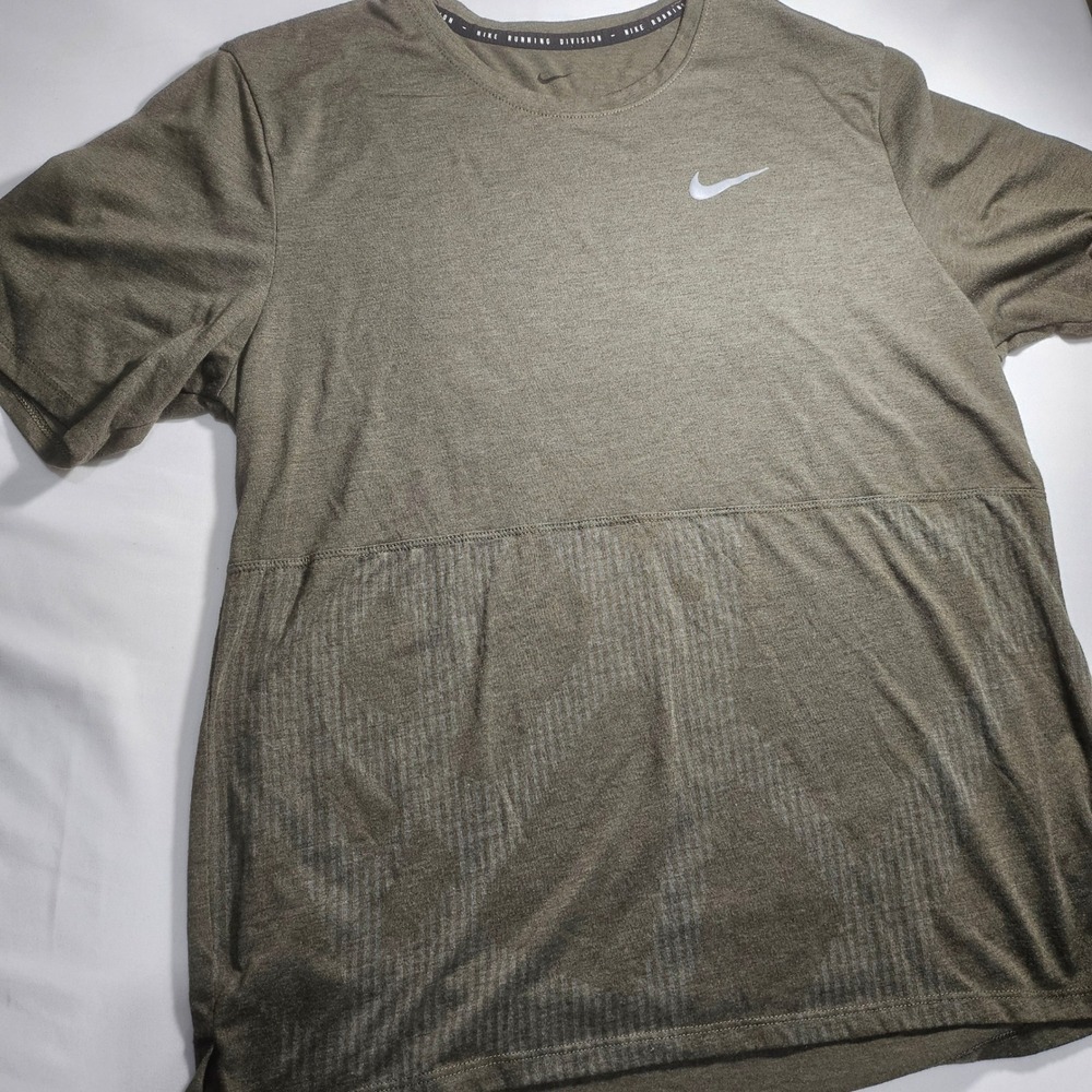Nike Running Division Dri-FIT Shirt Mens Medium Green Heathered Training Top